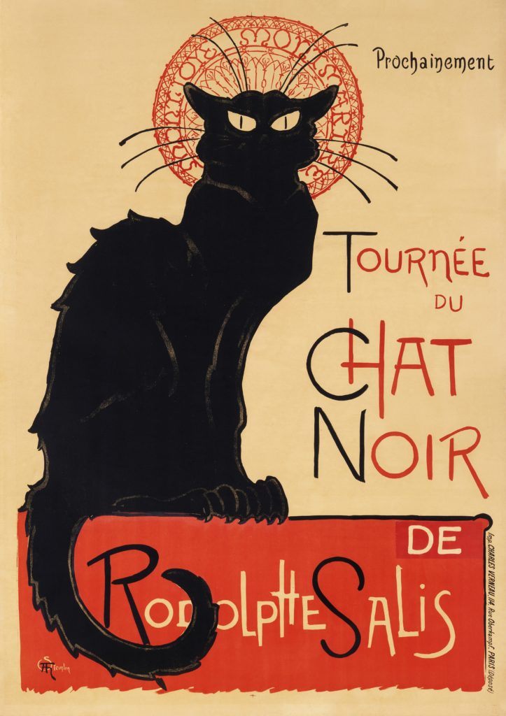 A copy of the famous vintage cat poster Tournée du Chat Noir (1896) by Théophile Alexandre Steinlen