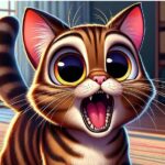 Cartoon image of a cat meowing excessively