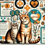 Cartoon Cats looking concerned in front of a background of clipboards, medical certificates and dollar signs