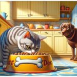 cats eating dog food