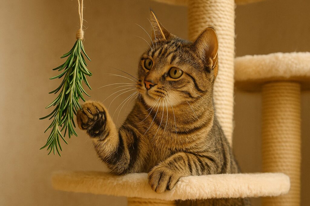 Cat safe herbs: Cat with Rosemary