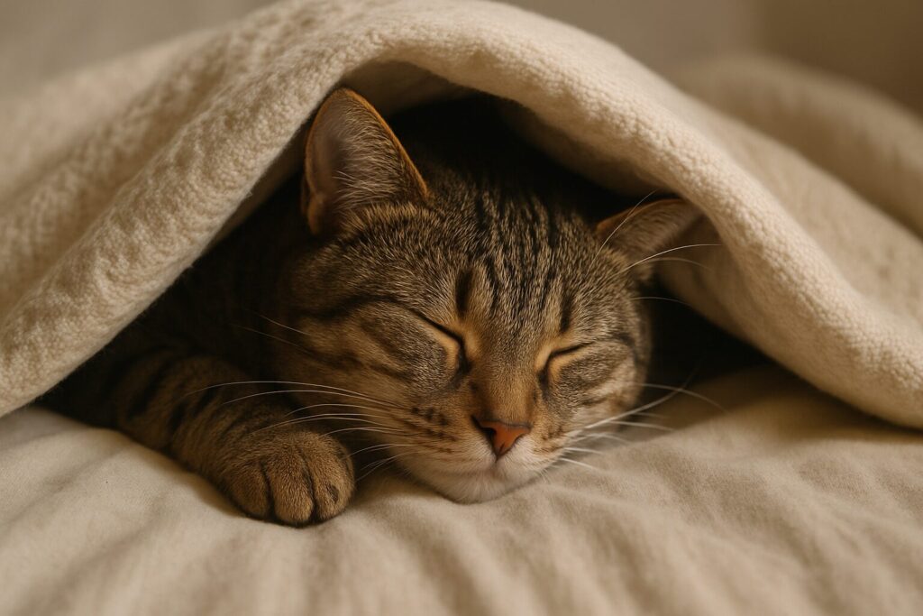 Cat under a blanket